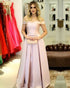 Simple Pink Satin Prom Dresses Off The Shoulder 2018 New Sexy A-line Prom Gowns Long